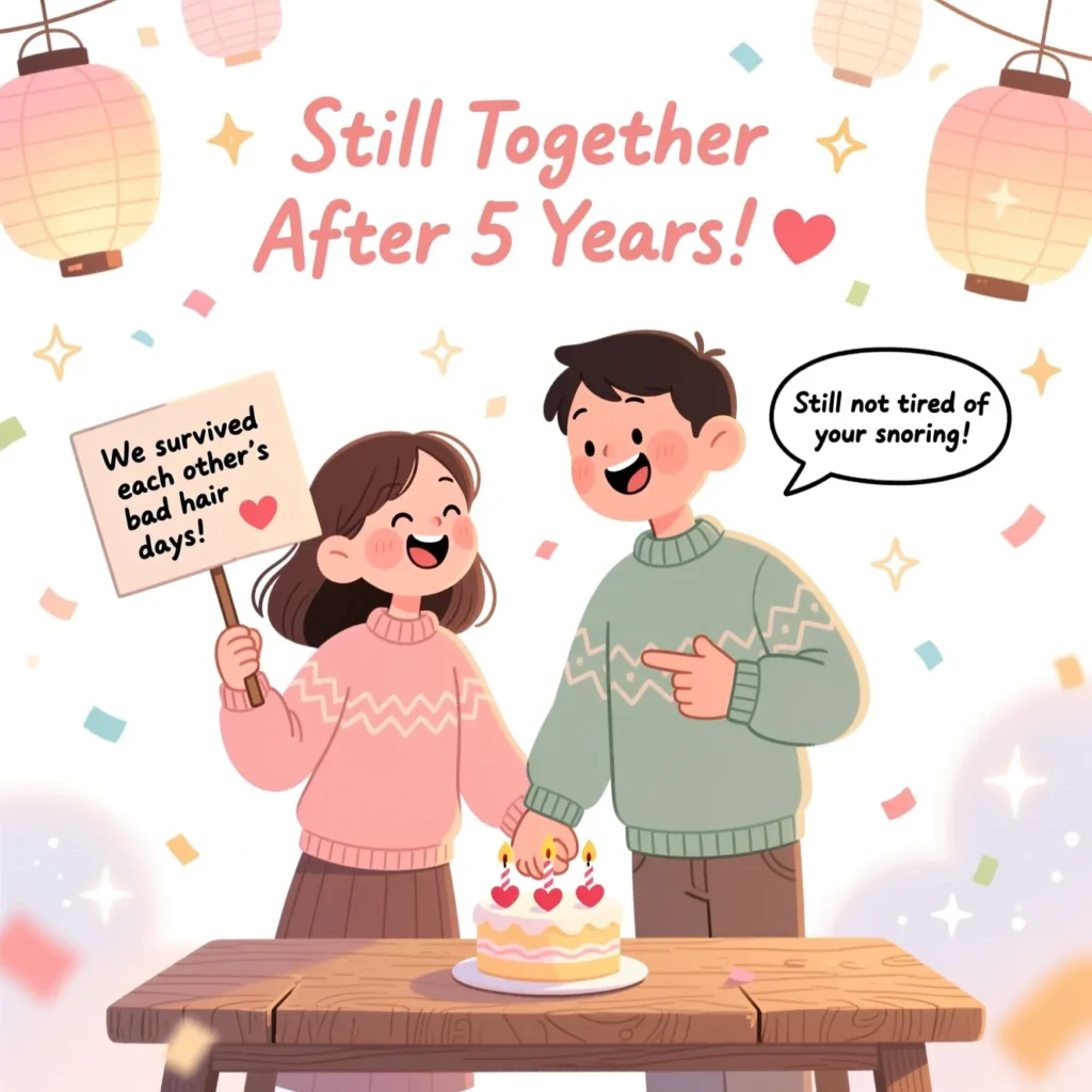 Short & Cute Funny 5 Year Anniversary Quotes